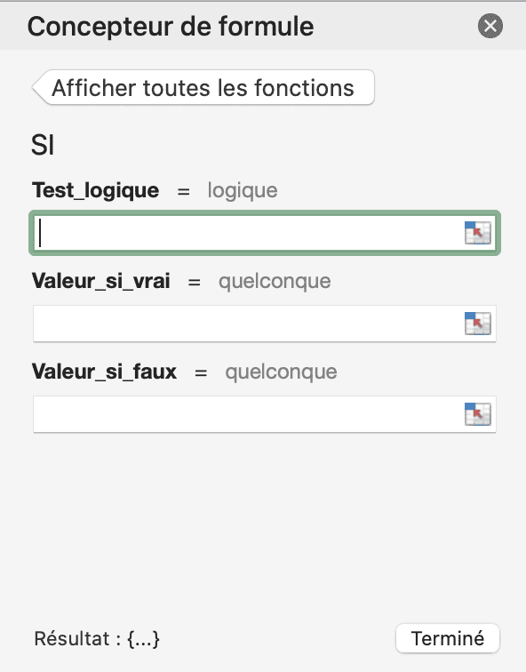 arguments de la fonction si 